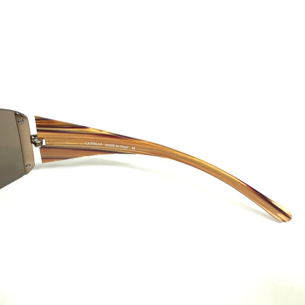 La Perla Sunglasses MOD.SPE 653M COL.R80 Brown Wood Grain Frames w Brown Lenses